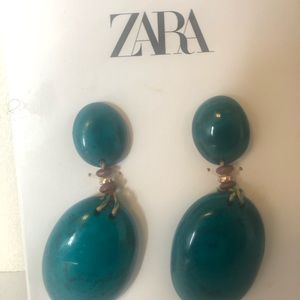 Zara Green Earrings. Clip Ons. NEW